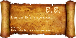 Barta Bársonyka névjegykártya